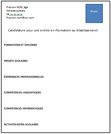 exemple cv pour ecole